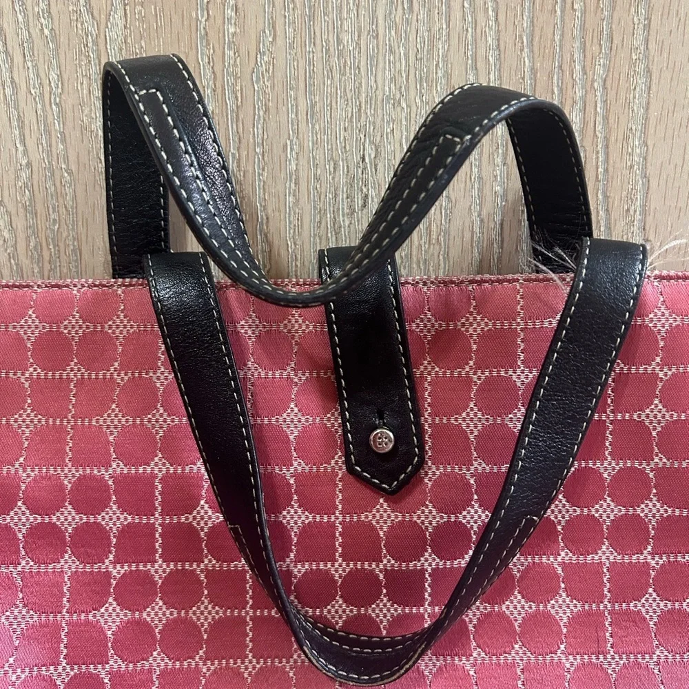 Kate Spade New York NOEL Pink Signature Dot Tote Carryall Black Leather Bag